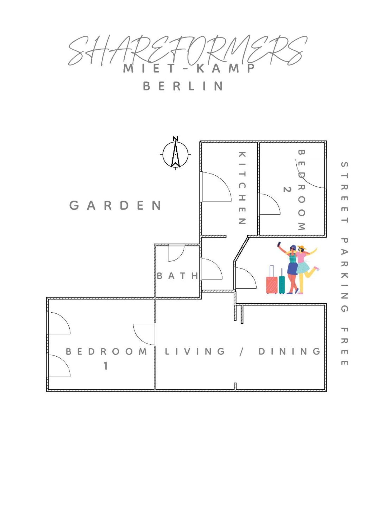 Miet-Kamp Ruhig, Zentral, Nahe Messe, Ausgefallenes Design 2 Schlafzimmer 柏林 外观 照片